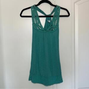 Threads Vintage Eyelet Cutout‎ Butterfly Tank Top Teal Vintage Y2K Size: Small